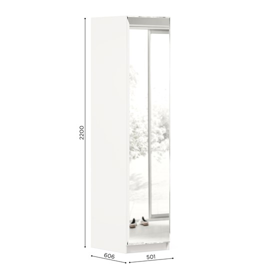 Одностворчатый шкаф Айла с зеркалом ЛД 688.140.000, Белый, исполнение 1 в Элисте - изображение 3