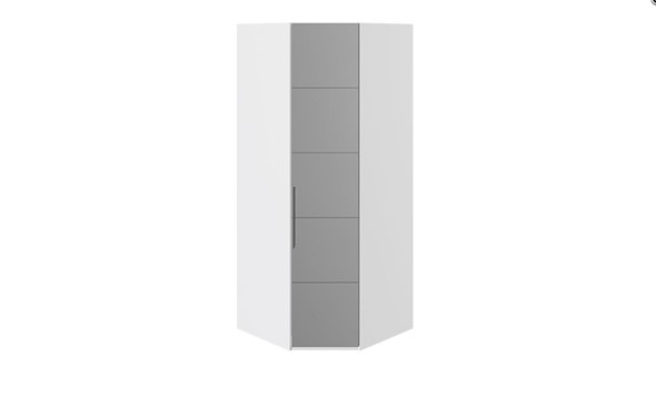 Распашной угловой шкаф Наоми с зеркальной правой дверью, цвет Белый глянец СМ-208.07.07 R в Элисте - изображение