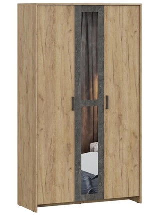 Шкаф 3х-дверный МСП-1, дуб золотой/камень темный в Элисте - изображение