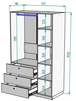 Шкаф трехдверный Arvid H253 (ДСС) в Элисте - изображение 1