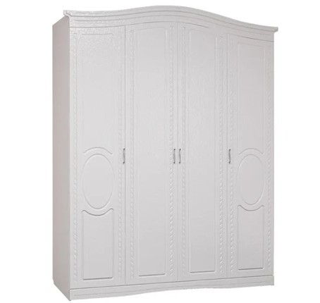 Шкаф четырехдверный Гертруда, М1, белая лиственница/ясень жемчужный в Элисте - изображение