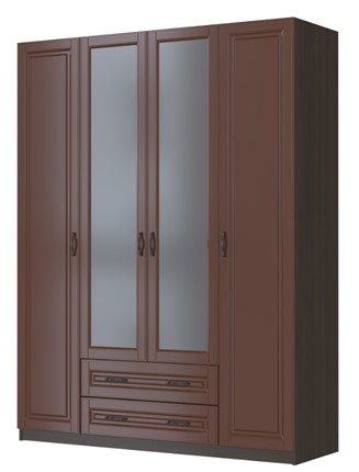 Четырехстворчатый шкаф Кантри, лак орех ШР-4, с 2мя зеркалами в Элисте - изображение