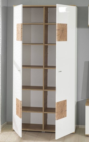 Шкаф двухстворчатый Фиджи с декоративными накладками 659.150, Дуб Золотой/Белый в Элисте - изображение 5