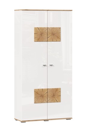 Шкаф двухстворчатый Фиджи с декоративными накладками 659.150, Дуб Золотой/Белый в Элисте - изображение