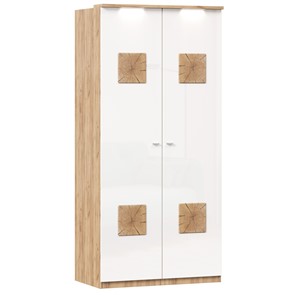 Шкаф двухстворчатый Фиджи с декоративными накладками 659.237, цвет белый в Элисте - предосмотр