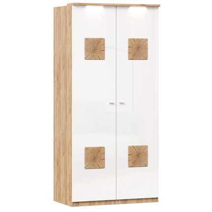 Шкаф двухстворчатый Фиджи с декоративными накладками 659.237, цвет белый в Элисте - изображение
