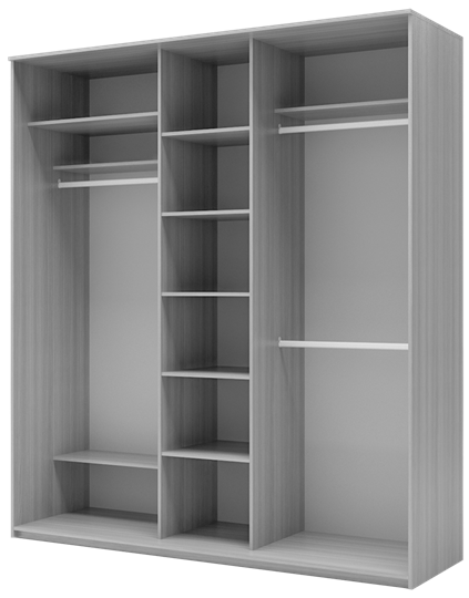 Шкаф 3-х дверный 2200х1770х620 три зеркала, Сетка ХИТ 22-18-656 Белый в Элисте - изображение 1