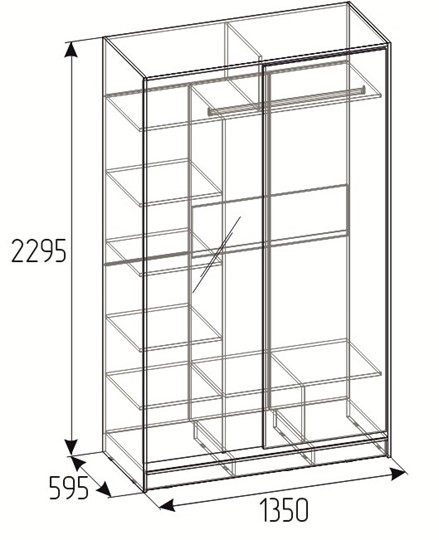 Шкаф 2-х дверный 1350 Домашний Зеркало/ЛДСП, Белый в Элисте - изображение 2