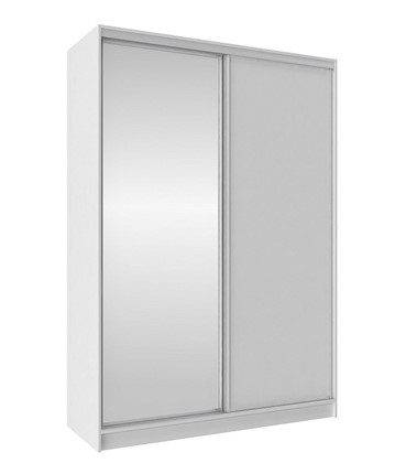 Шкаф 2-х створчатый 1600 Домашний Зеркало/ЛДСП, Белый в Элисте - изображение