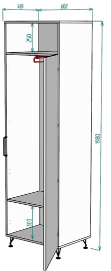 Шкаф одностворчатый Лофт H38, ДВ в Элисте - изображение 1