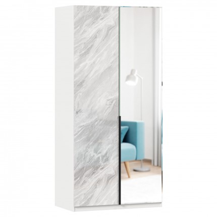 Шкаф 2-створчатый Норд ЛД 677.070.000.010 с зеркалом, Белый/Статуарио в Элисте - изображение