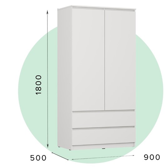 Шкаф в спальню ШРК-2 с ящиками СИТИ Белый в Элисте - изображение 3