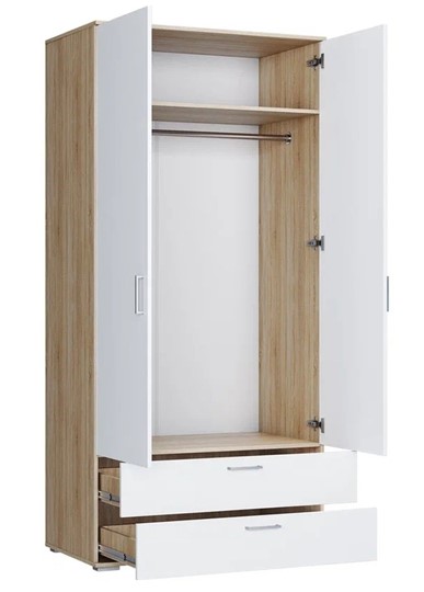 Шкаф распашной ШР-2/1 с ящиками Лайт Дуб сонома / Белый в Элисте - изображение 1