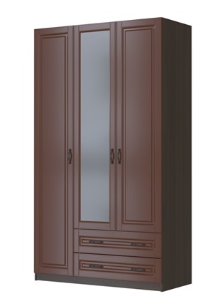 Трехстворчатый шкаф Кантри лак орех ШР-3, с 1 зеркалом в Элисте - изображение