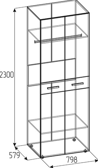 Шкаф для одежды Норвуд 54 фасад стандарт + стандарт, Белый-Орех шоколадный в Элисте - изображение 2