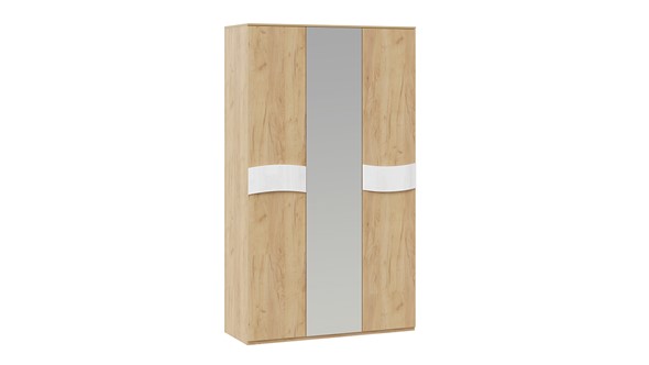 Шкаф с 3 дверями Миранда (Дуб крафт золотой/Белый глянец) в Элисте - изображение