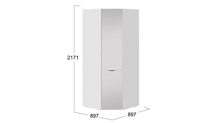 Угловой шкаф с зеркальной дверью Глосс СМ-319.07.312 (Белый глянец) в Элисте - изображение 1