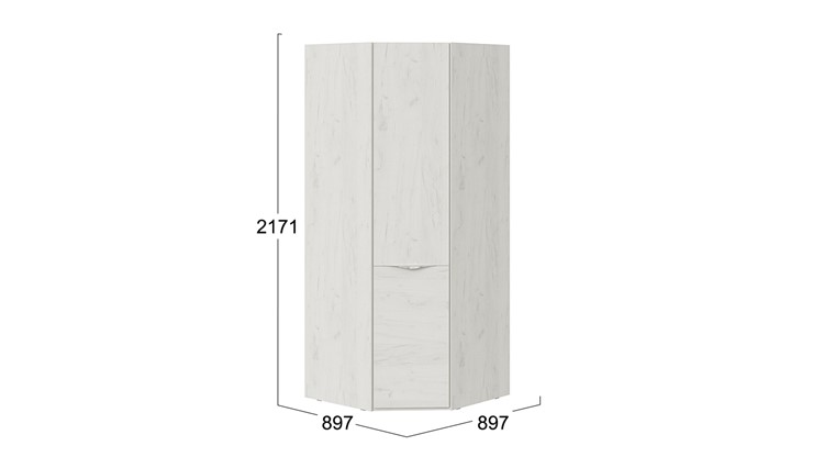 Распашной шкаф угловой Либерти, Дуб крафт белый СМ-297.07.031 в Элисте - изображение 3