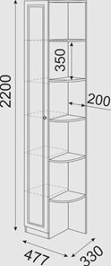Угловой шкаф-стеллаж Беатрис М13 левый (Орех Гепланкт) в Элисте - предосмотр 3