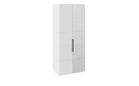 Распашной шкаф Наоми с 1 зеркальной правой дверью, цвет Белый глянец СМ-208.07.04 R в Элисте - изображение