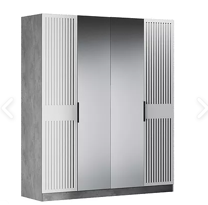 Шкаф четырехдверный Бержер, 2 двери глухие + 2 шт с зеркалом в Элисте - изображение