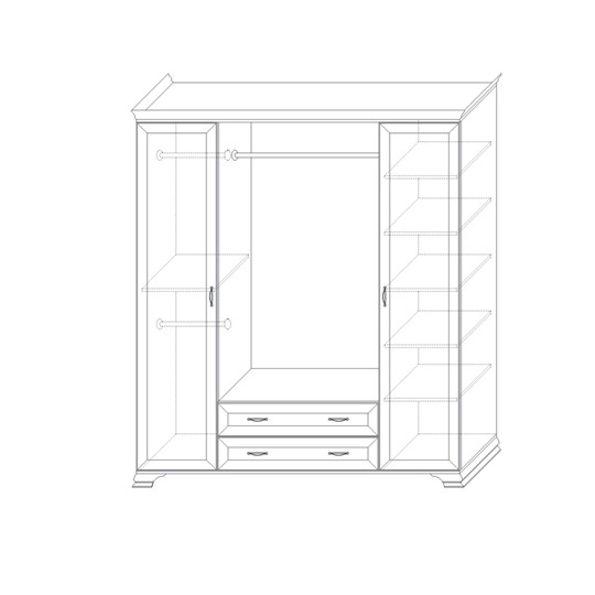 Шкаф четырёхстворчатый с зеркалами Сиена, Бодега белый / патина золото в Элисте - изображение 1