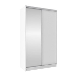 Шкаф 2-х дверный 1350 Домашний Зеркало/ЛДСП, Белый в Элисте - предосмотр