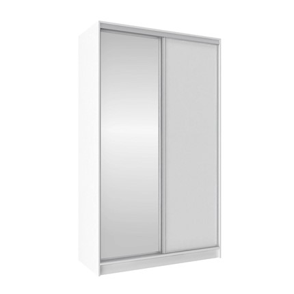 Шкаф 2-х дверный 1350 Домашний Зеркало/ЛДСП, Белый в Элисте - изображение