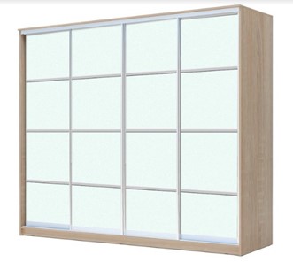 Шкаф 4-х дверный ХИТ 22-4-24/2-8888, с матовым стеклом, разделительные планки х4, Дуб сонома в Элисте