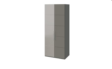 Распашной шкаф Наоми с 1 зеркальной левой дверью, цвет Фон серый, Джут СМ-208.07.04 L в Элисте - предосмотр