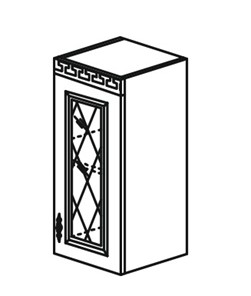 Кухонный шкаф Веста настенный однодверный с полкой со вставкой из стекла 718*400*323мм в Элисте - предосмотр