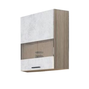 Кухонный шкаф со стеклом Модус, Ш500с/720, цемент светлый в Элисте - предосмотр