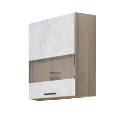 Кухонный шкаф со стеклом Модус, Ш500с/720, цемент светлый в Элисте - изображение
