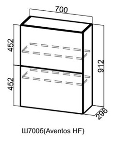 Барный кухонный шкаф Грейвуд, Ш700б/912, (Aventos HF), деним светлый в Элисте