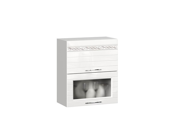 Шкаф навесной Анастасия 600 с 2 подъемными дверьми 004.521.000 белый глянец в Элисте - изображение