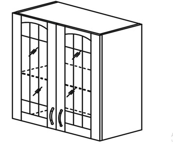 Кухонный шкаф Кантри настенный двухдверный с полкой со вставкой из стекла 718*800*320мм в Элисте - предосмотр