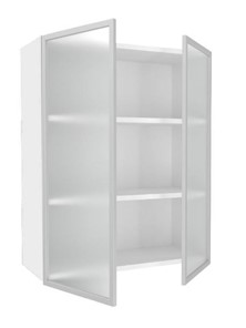 Кухонный шкаф высокий 800, Шервуд, со стеклом ЛД 281.461.000.129, белый/серый в Элисте - предосмотр 1