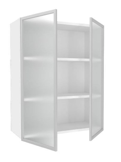 Кухонный шкаф высокий 800, Шервуд, со стеклом ЛД 281.461.000.129, белый/серый в Элисте - изображение 1