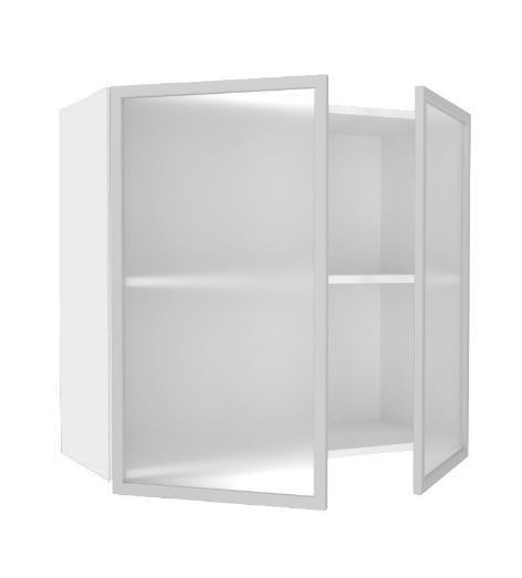 Кухонный шкаф 800, Шервуд, со стеклом ЛД 281.361.000.118, белый/белый глянец в Элисте - изображение 1