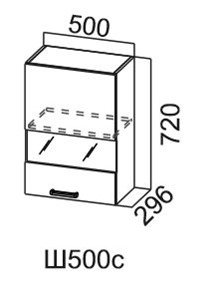 Кухонный шкаф со стеклом Модус, Ш500с/720, цемент светлый в Элисте - предосмотр 3