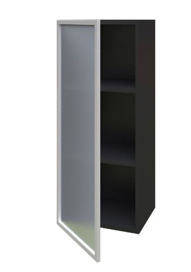 Шкаф кухонный высокий 400 Шервуд, со стеклом левый ЛД 281.422.000.034, серый/черный в Элисте - изображение 1