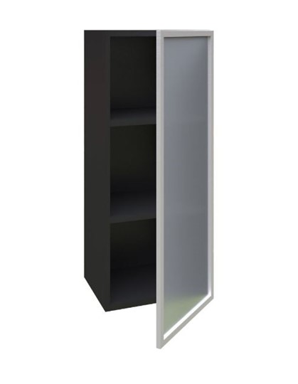 Шкаф кухонный высокий 400 Шервуд, со стеклом правый ЛД 281.422.000.034, серый/черный в Элисте - изображение 1