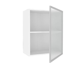 Кухонный шкаф 600, Шервуд, со стеклом правый, ЛД 281.352.000.116, белый/серый в Элисте - предосмотр 1