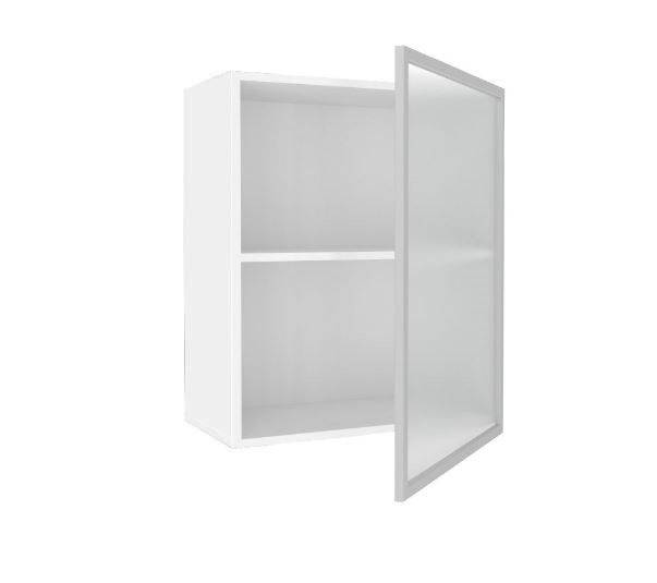 Кухонный шкаф 600, Шервуд, со стеклом правый, ЛД 281.352.000.116, белый/серый в Элисте - изображение 1