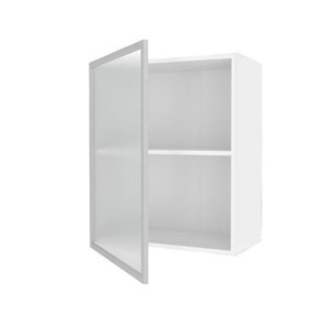 Шкаф на кухню 600, Шервуд, со стеклом левый, ЛД 281.351.000.115, белый/серый в Элисте - предосмотр 1