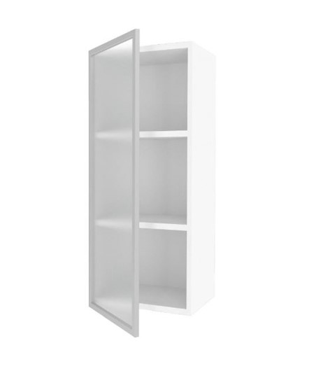 Кухонный шкаф высокий 400 Шервуд, со стеклом левый ЛД 281.421.000.121, белый/серый в Элисте - изображение 1