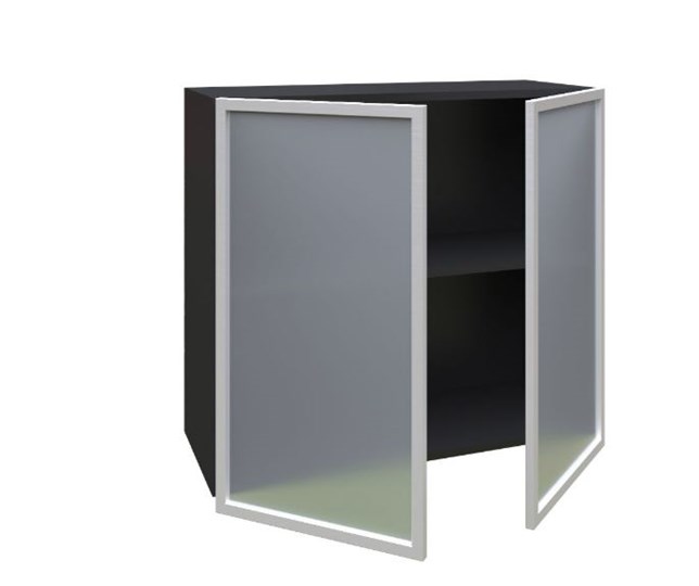 Кухонный шкаф 800, Шервуд, со стеклом ЛД 281.361.000.030, серый/черный в Элисте - изображение 1
