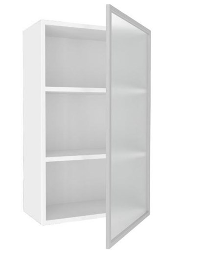 Шкаф кухонный высокий 600, Шервуд, со стеклом правый, ЛД 281.452.000.127, белый/серый в Элисте - изображение 1