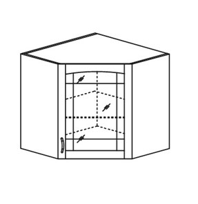 Шкаф кухонный Кантри настенный угловой со вставкой из стекла 718*600*600 мм в Элисте - предосмотр
