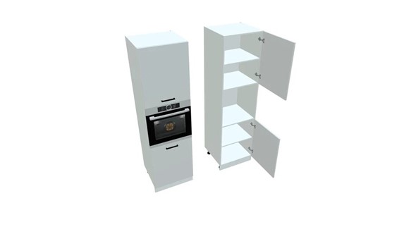 Кухонный шкаф-пенал П7 2, Белое гладкое Ламарти/Белый в Элисте - изображение